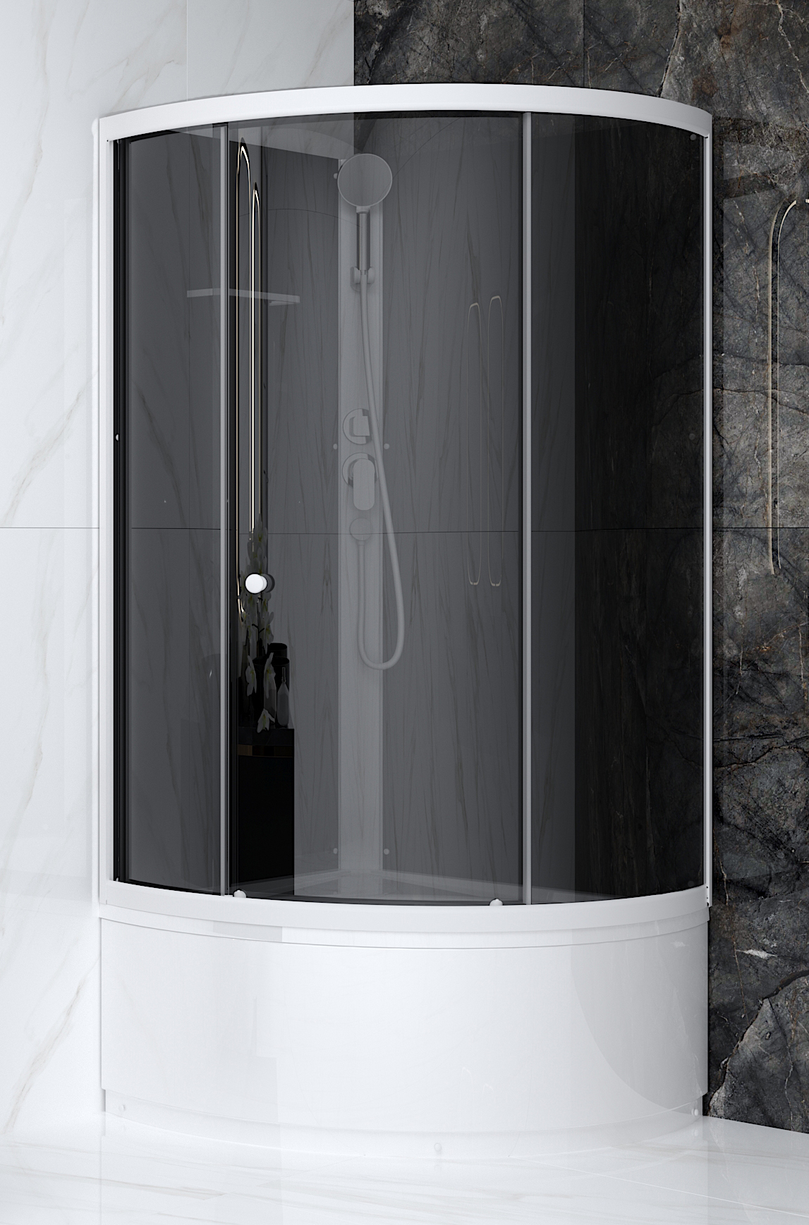 Душевая кабина Bella Costa Lusso 99 high, без крыши, высокий поддон, черные стенки, тонированное стекло,(DS01EcSm99HBT00-V1.2)
